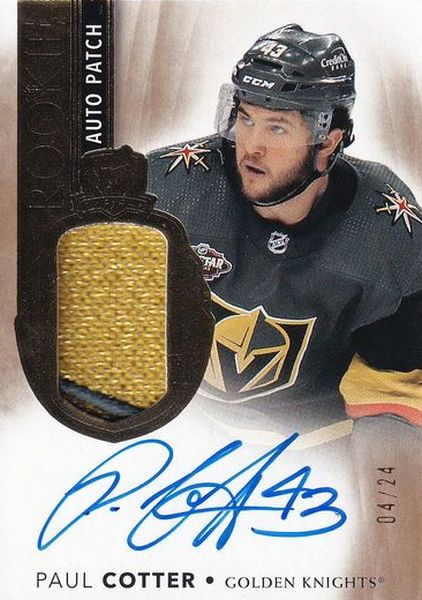 AUTO RC patch karta PAUL COTTER 21-22 UD The CUP Rookie Auto Patch Gold /24